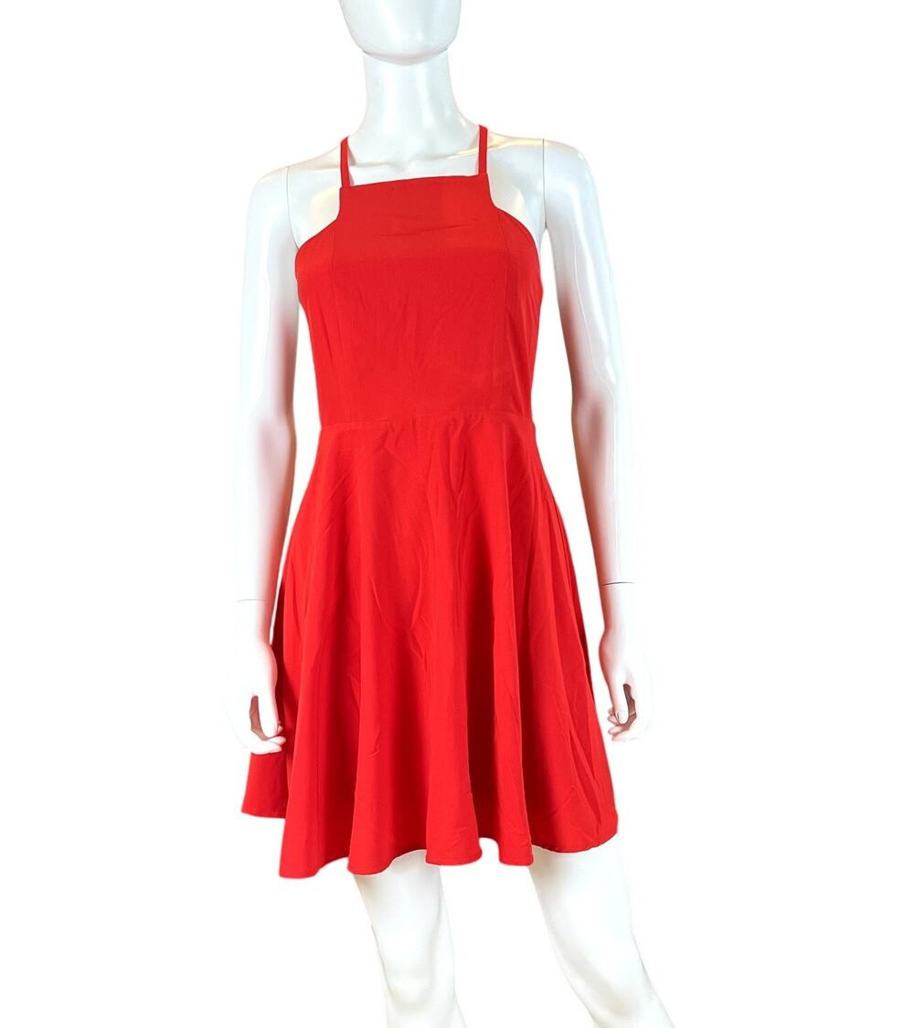 Lulus Red Fit‑and‑Flare Halter Mini Dress – Size S